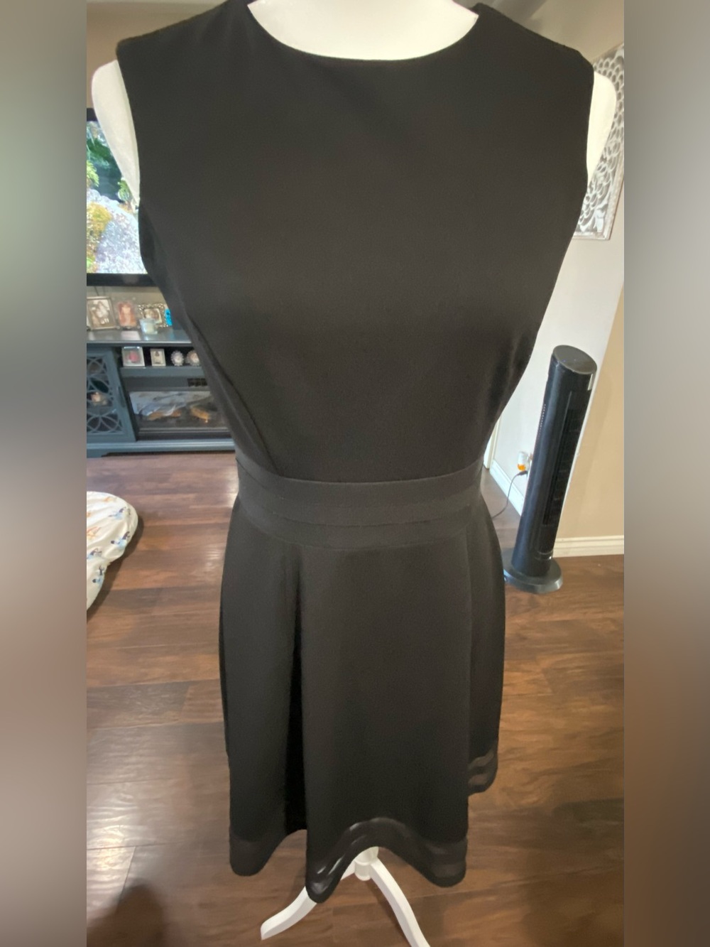 Calvin Klein Black Sleeveless Midi Dress with Waistband
